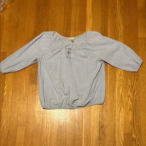 LOFT Light Blue Women's Blouse with Polka Dots